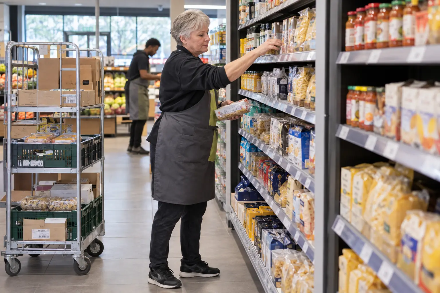 Werkplekonderzoek in een supermarkt bij het aanvullen van de schappen